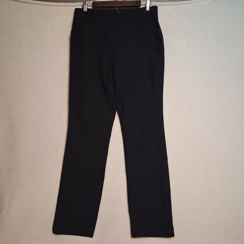 Chicos 1.5 (10R) So Slimming Career Pants Black Stretch Pockets Straight Office